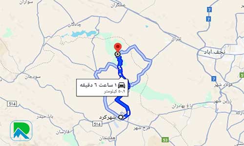 نقشه-شهرکرد-تا-صادق-آباد